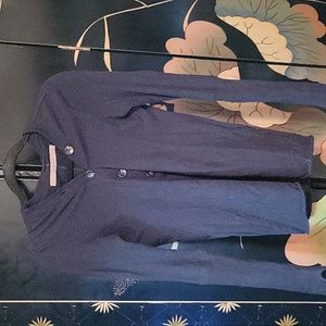 Black thumb hole button front light sweater